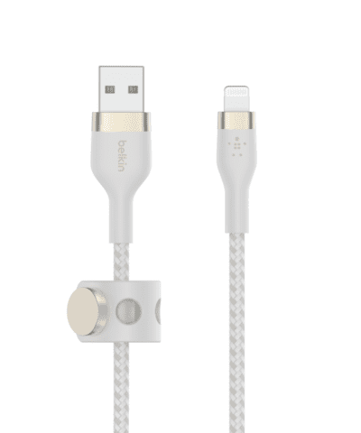 Belkin BOOST↑CHARGE™ DuraSoft Pro Silicone Charge USB-A to Lightning Cable with Cable Management * 1 Meter - White