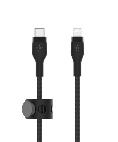 Belkin BOOSTCHARGE™ DuraSoft Pro Silicone Charge USB-C to Lightning Cable with Cable Management * 1M - Black