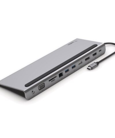 Alternative view of Belkin CONNECT™ USB-C 3.1 11-in-1 Multiport Dock with Power Pass-Thru 100W * Grey