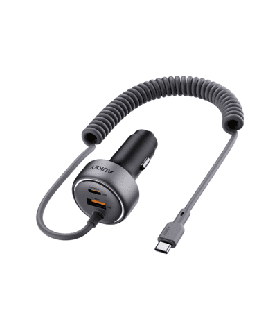AUKEY CC-P2 Pathfinder Sling 75W Fast Charging Car Charger with Built-in-Cable