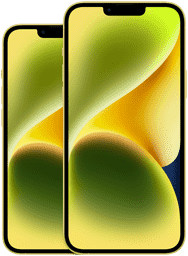 มุมมองด้านหน้าของ iPhone 14 ขนาด 6.1 นิ้ว และมุมมองด้านหน้าของ iPhone 14 Plus ขนาด 6.7 นิ้ว