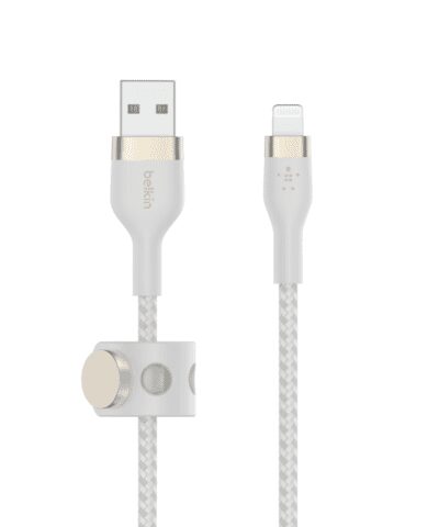 Belkin BOOST↑CHARGE™ DuraSoft Pro Silicone Charge USB-A to Lightning Cable with Cable Management * 1 Meter - White