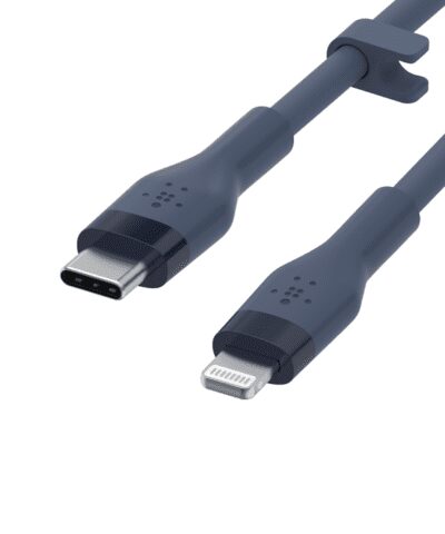 Alternative view of Belkin BOOSTCHARGE™ DuraSoft Silicone Charge USB-C to Lightning Cable * 1 Meter - Blue