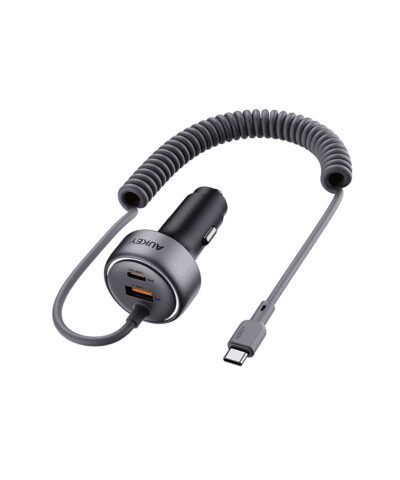 AUKEY CC-P2 Pathfinder Sling 75W Fast Charging Car Charger with Built-in-Cable