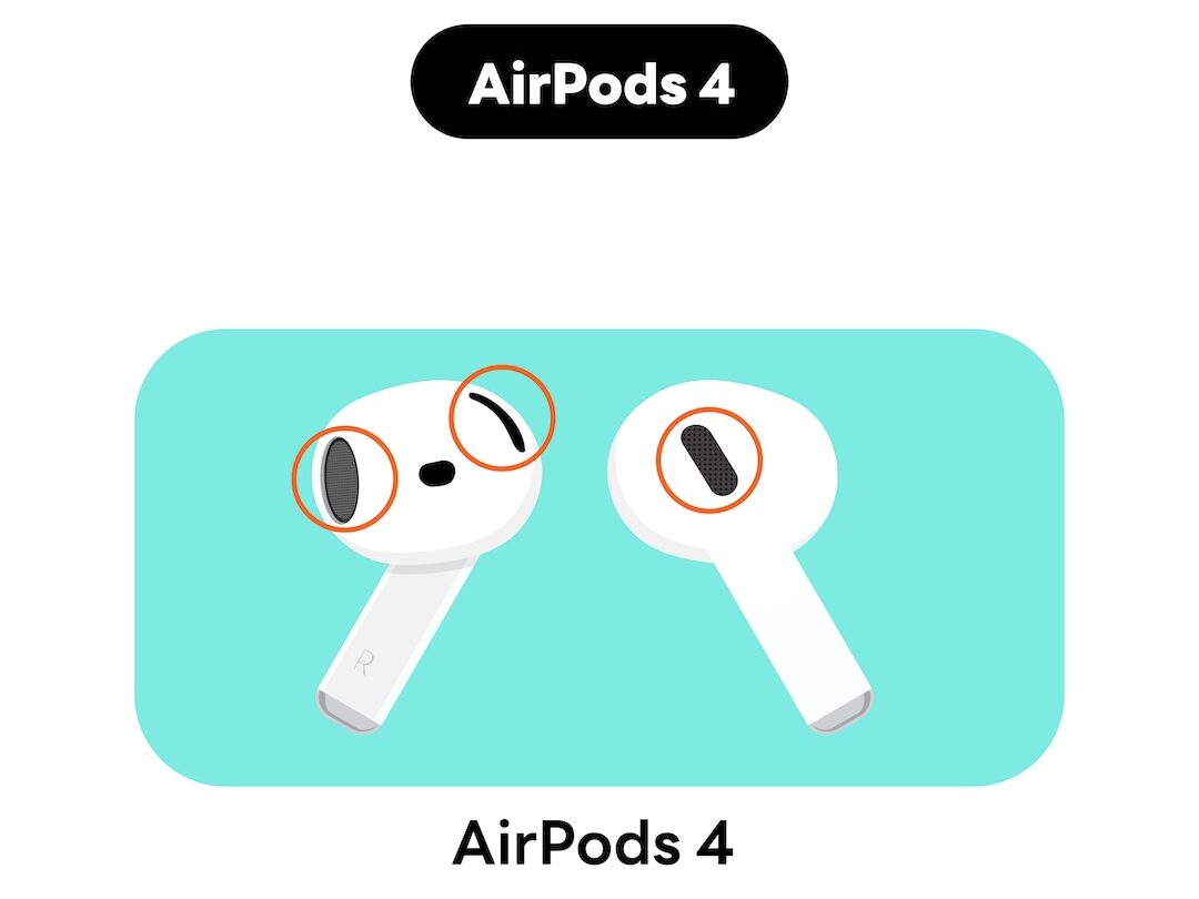 บริเวณที่สามารถทำความสะอาดบน AirPods 4