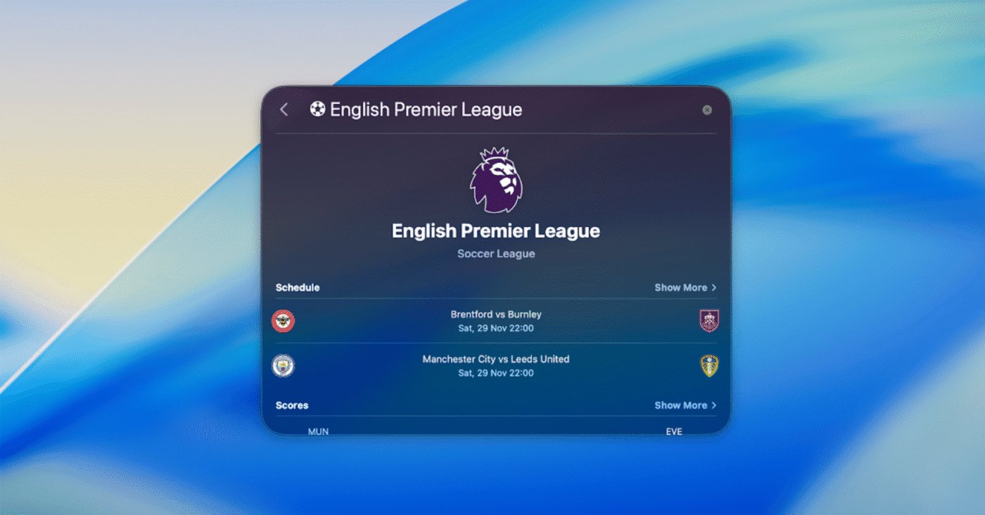 ติดตามผลการแข่งขันกีฬา ด้วย Spotlight Search ใน macOS