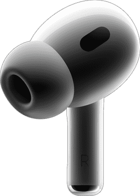 AirPods ข้างขวาที่มีจุกซิลิโคนติดอยู่