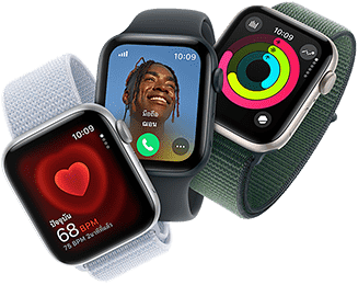 การติดตามอัตราการเต้นของหัวใจ สายเรียกเข้า และวงแหวนกิจกรรมบนอุปกรณ์ Apple Watch สามเรือน