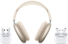 ส่วนของ AirPods พร้อมผลิตภัณฑ์ตระกูลหูฟังแบบไร้สาย