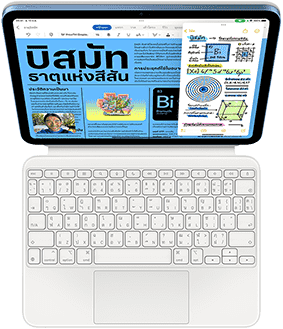 Slide Over พร้อมด้วยแอป Pages และโน้ตบน iPad