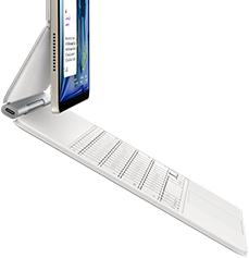 iPad Air, สีสตาร์ไลท์, ติดเข้ากับ Magic Keyboard, สีขาว, ภายนอกด้านข้าง