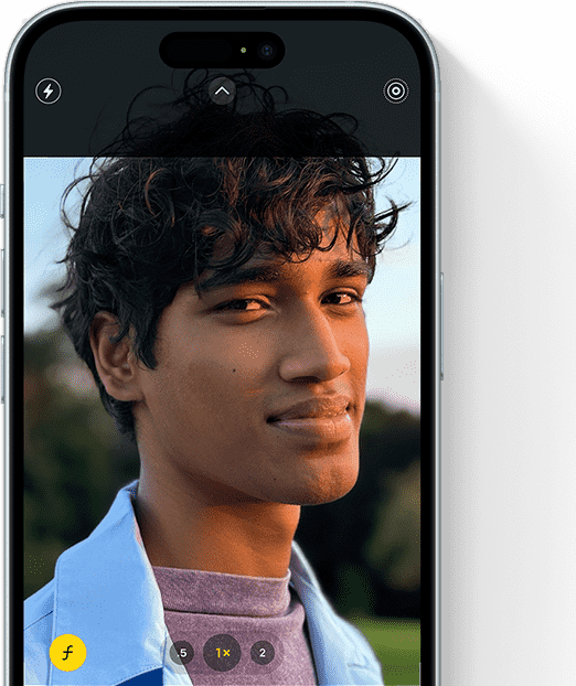iPhone 15 แสดงโหมดภาพถ่ายบุคคล