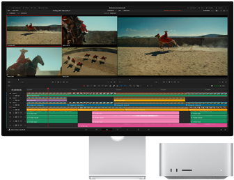 ภาพยนตร์เรื่องหนึ่งที่กำลังตัดต่อโดยใช้ Mac Studio และ Studio Display