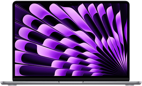 มุมมองด้านหน้าของ MacBook Air รุ่น 13 นิ้ว สีเทาสเปซเกรย์