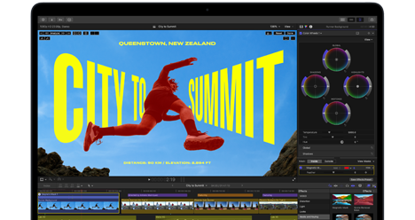 หน้าจอ MacBook Air แสดงการตัดต่อวิดีโอเพื่อสาธิตความสามารถของชิป M5